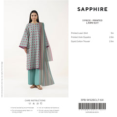 SAPPHIRE Printed Three Piece  Luxury Lawn 2026 (article-06) VOL-7