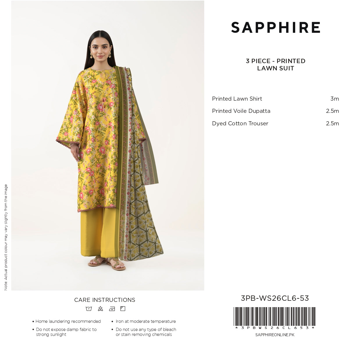 SAPPHIRE 3-PIECE  PRINTED LAWN SUIT 2026 VOL-6 (Article 3