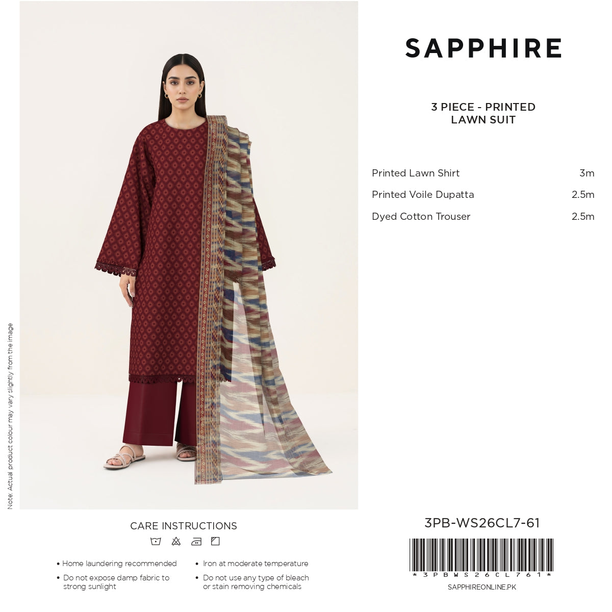 SAPPHIRE Printed Three Piece  Luxury Lawn 2026 (article-03) VOL-7