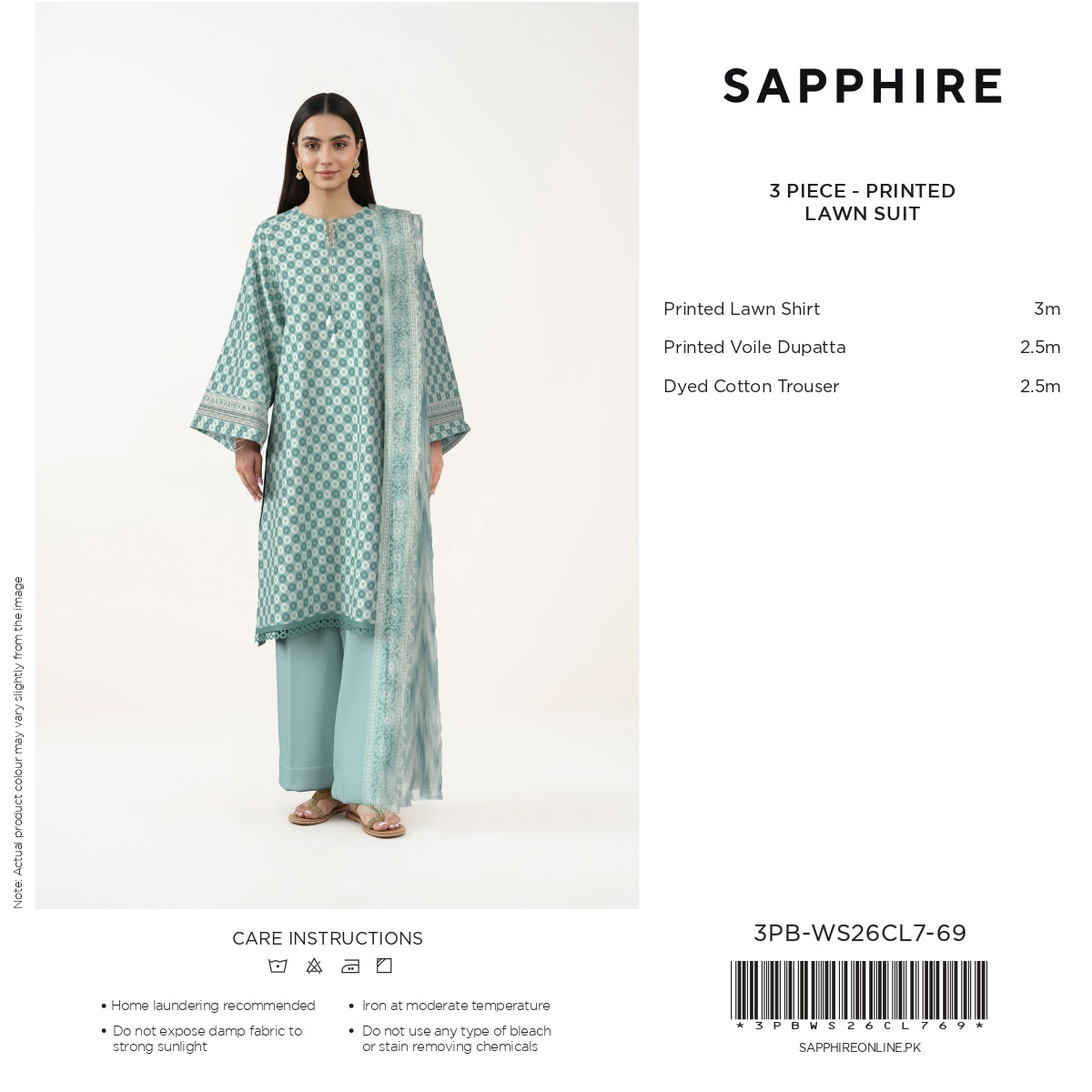 SAPPHIRE Printed Three Piece  Luxury Lawn 2026 (article-01) VOL-7