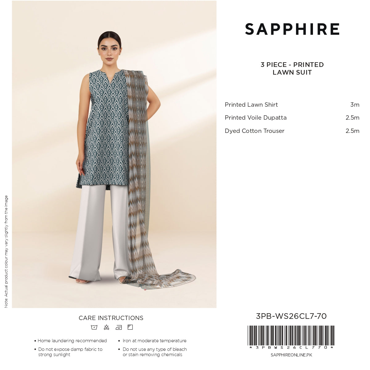 SAPPHIRE Printed Three Piece  Luxury Lawn 2026 (article-02) VOL-7